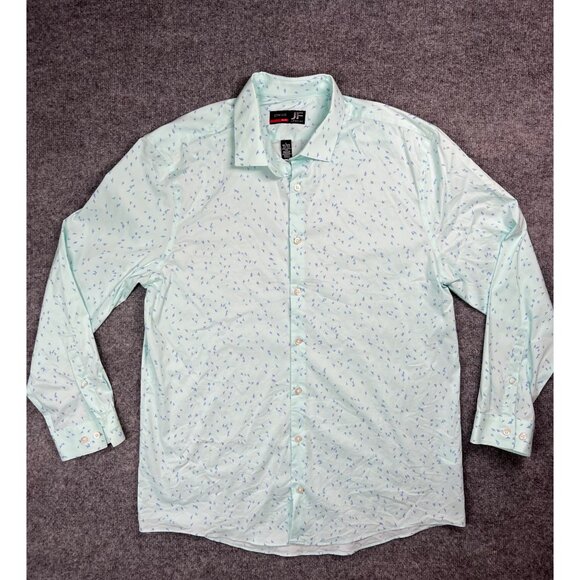JF J.Ferrar Men's Slim Fit Stretch Dress Shirt L 16-16.5 32-33 Lt blue patterned - Picture 1 of 7